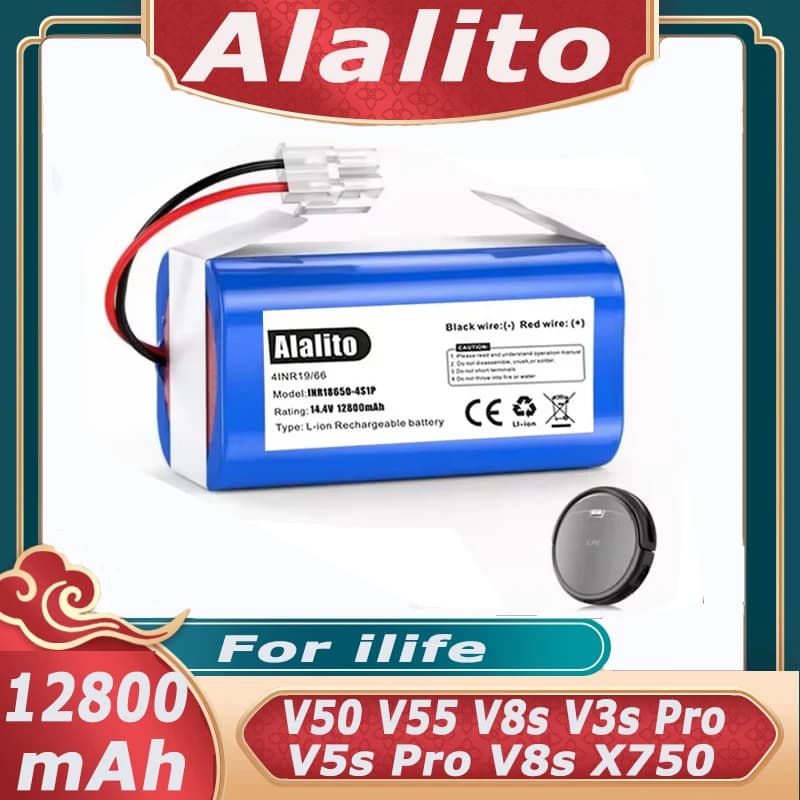 6800mAh 14.4V Robot Vacuum Cleaner Rechargeable Li-ion Battery for ILIFE ecovacs A4s, A4, A6, A9, V7, V7s, V7s Pro Robotic Chuwi