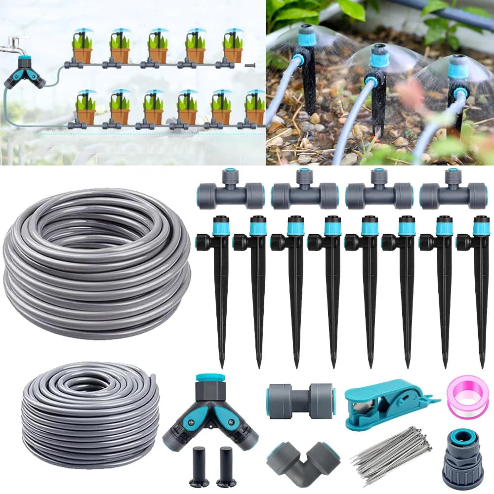 Tubo in PE 9/12mm 360 ° Raccordo a T Regolabile per Irrigazione a Goccia, Spruzzatori 3/8\" con Bubbler, Sistema di Irrigazione per Giardino