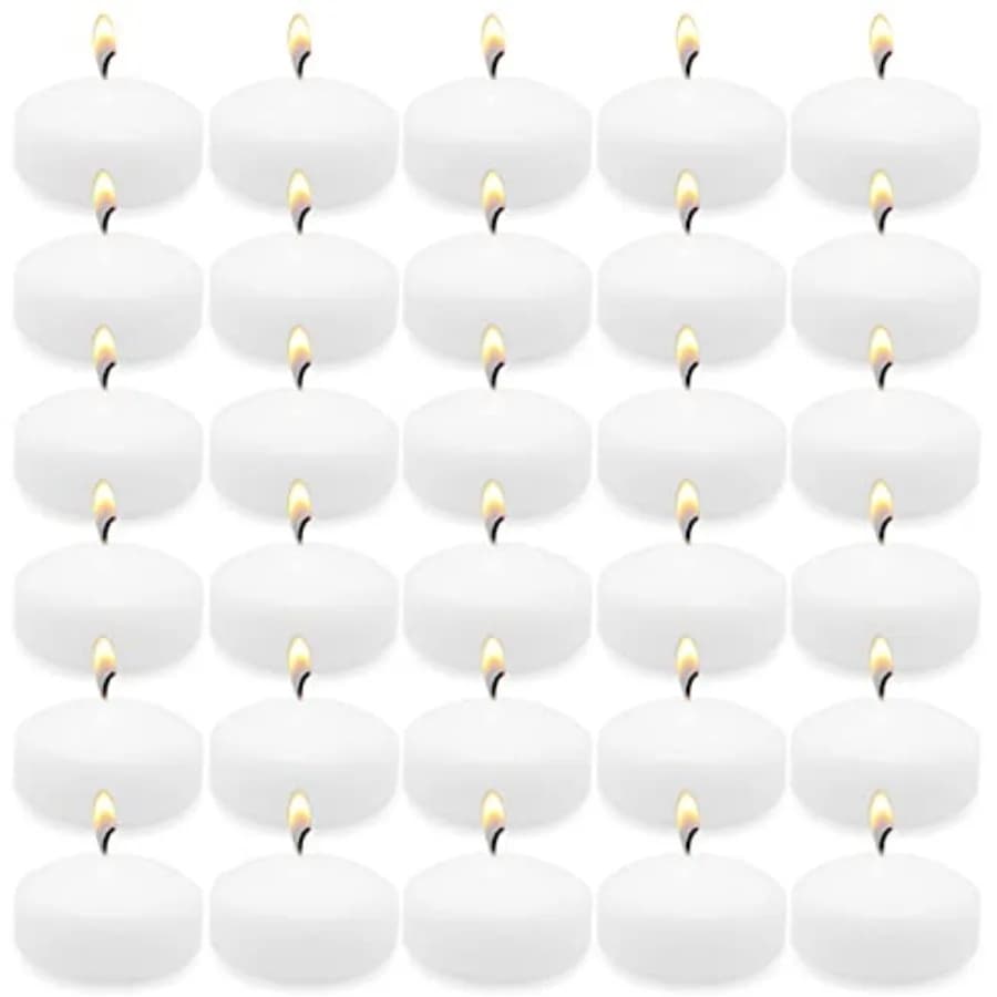 Candele Galleggianti Bianche da 6 Ore, Candele in Cera da 2 Pollici Senza Profumo per Piscina, Vaso Cilindrico, Centrotavola per Matrimoni, Feste