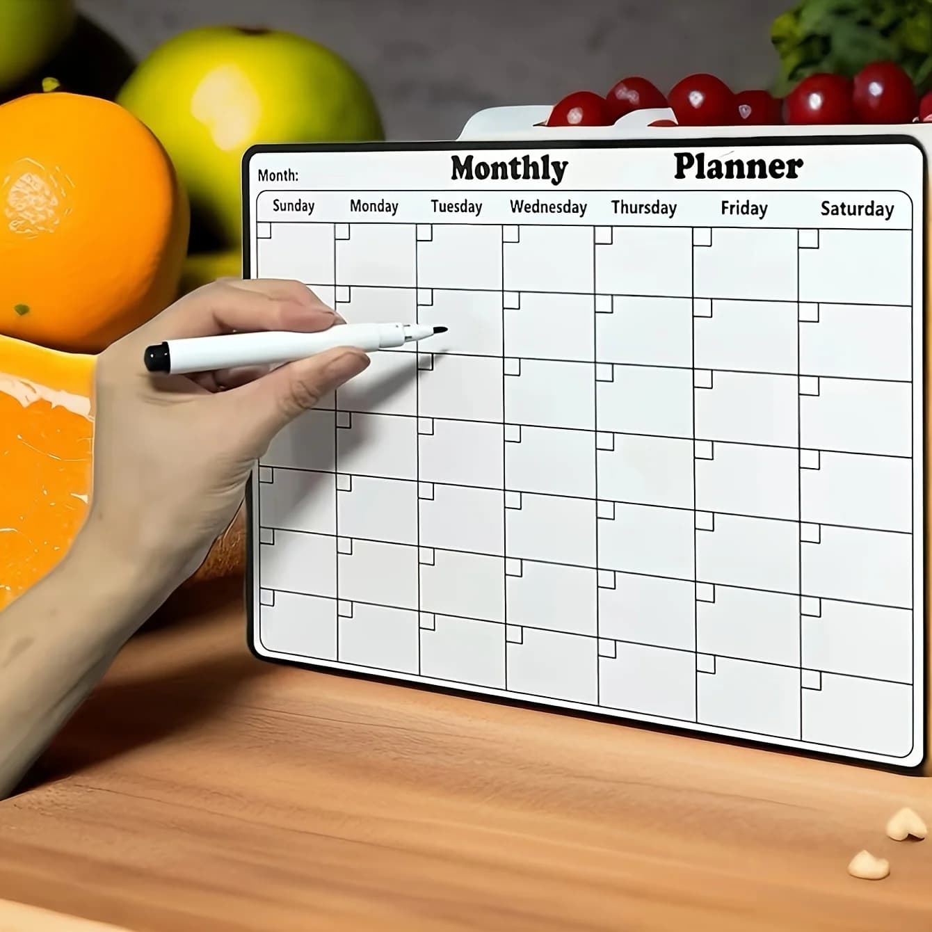 Calendario settimanale mensile senza data, lavagna cancellabile per casa, ufficio, cucina, frigorifero, organizer per pennarelli, uso non magnetico