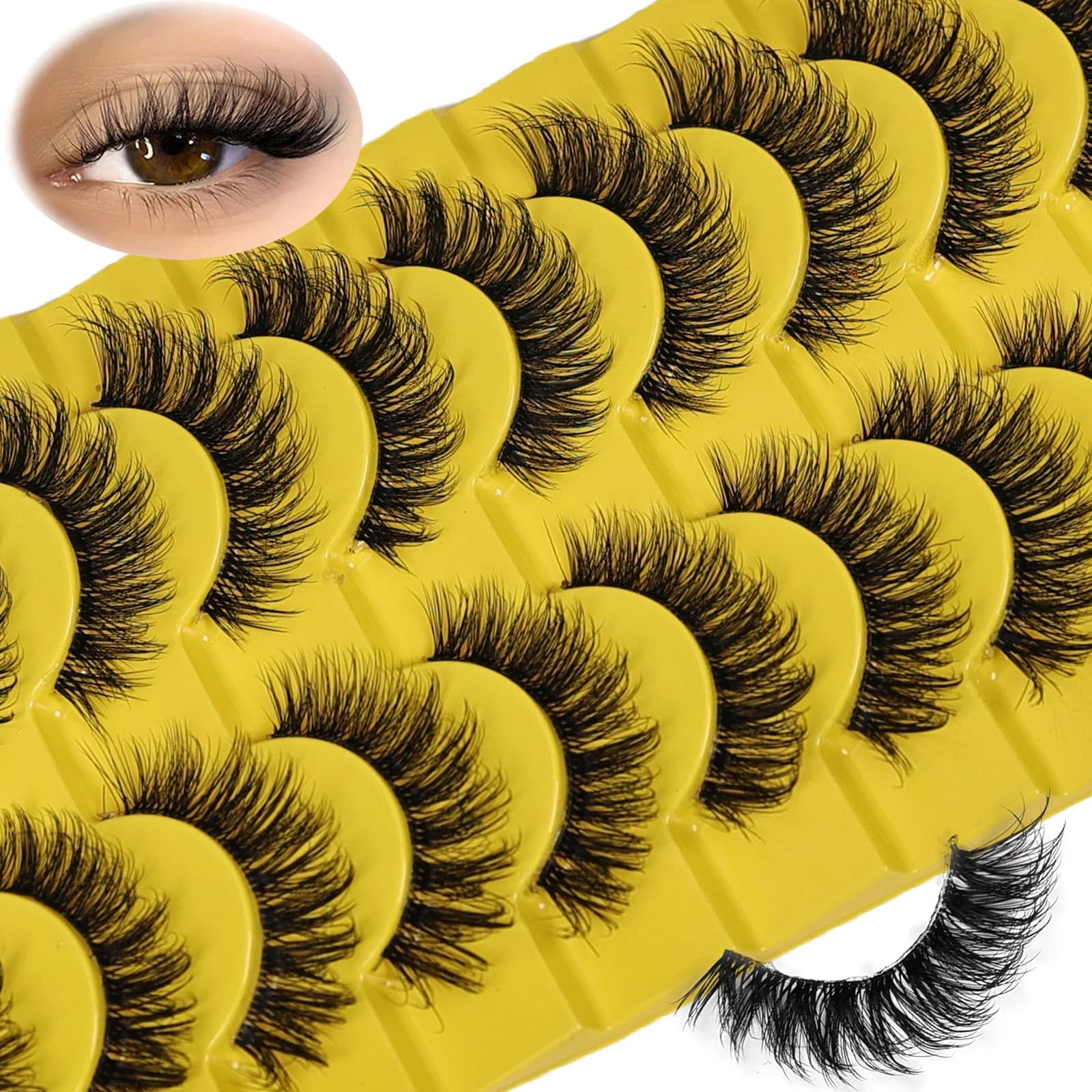 10 paia di ciglia finte soffici naturali ciglia ciuffi 3D Volume Strip Lashes D Curl ciglia finte con ciglia a fascia trasparente
