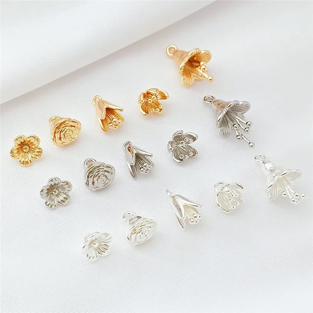 Argento 14K placcato oro Giglio della valle, rosa, ciondolo fiore di ciliegio, bracciale, collana, materiale e accessorio fatti a mano fai da te