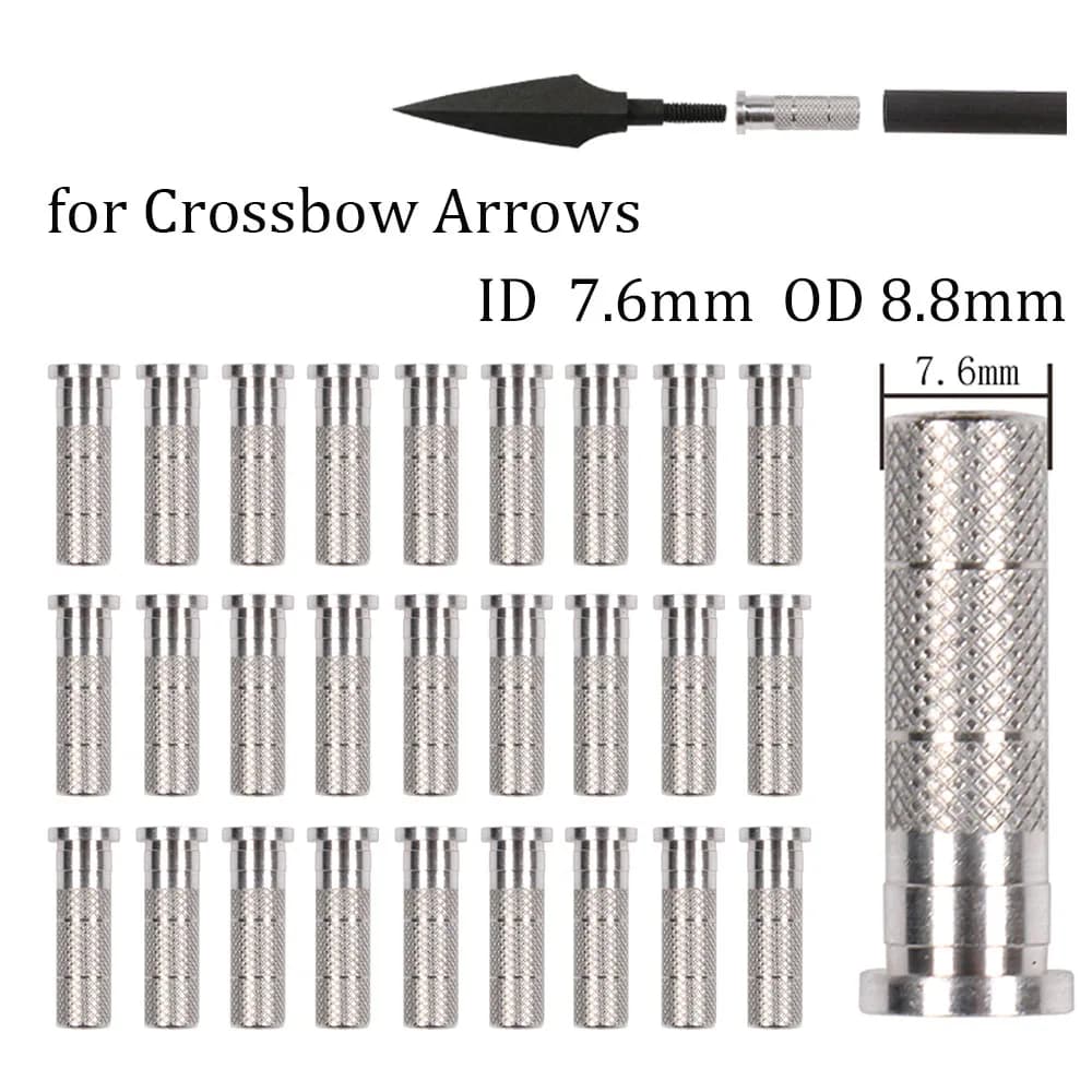 Archery Aluminium Seat Arrows Insert Fits OD 8.8 mm ID 7.6 mm Crossbow Bolts Crossbow Arrows Shaft For Hunting Shooting