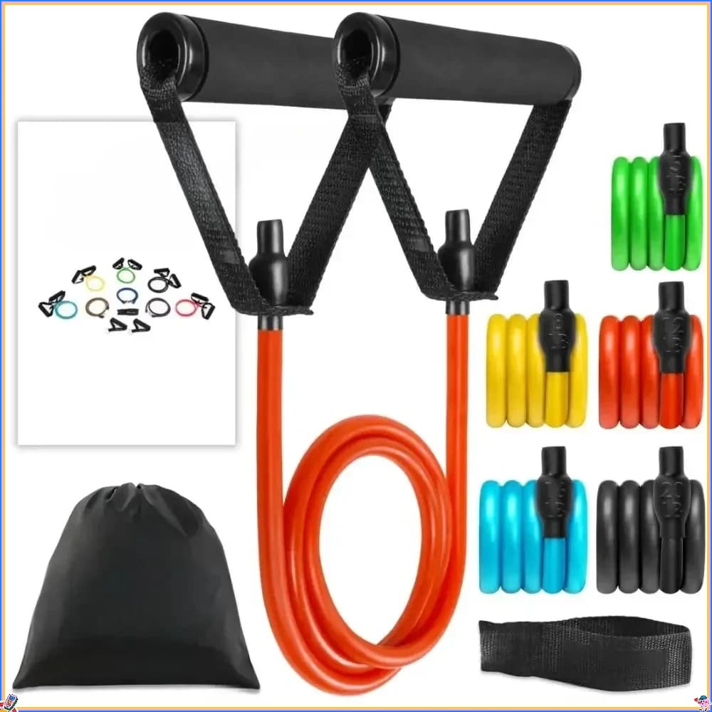 Set of tubular resistance bands with handles for gym workouts at home - Strength training and physical therapy