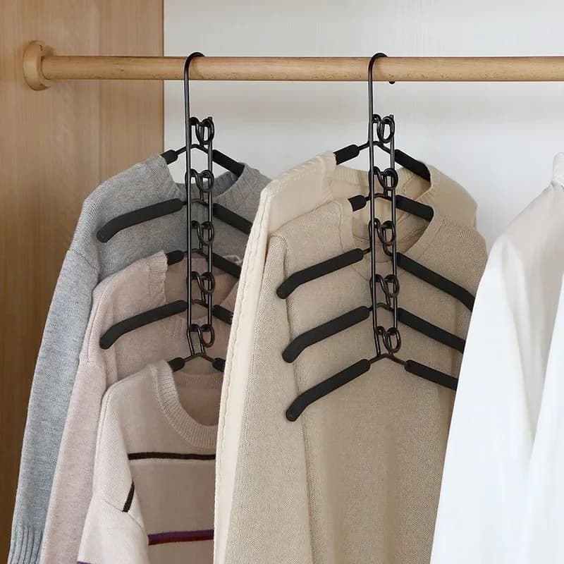 5 in 1 Anti Slip Clothes Hangers, Space Saver, Multi Layers Wardrobe Clothes Rack, Blouse Hanger Closet Storage Organizer
