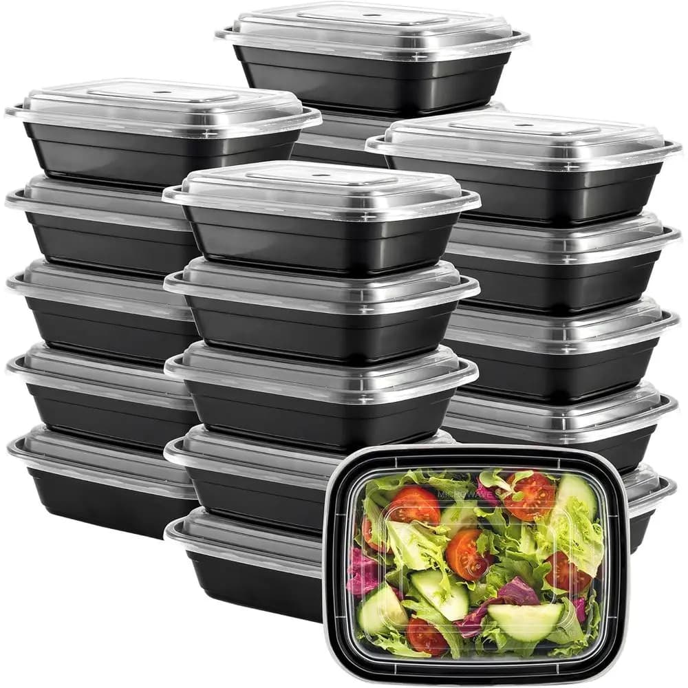 Contenitori Riutilizzabili per Preparazione Pasti da 12 oz, Confezione da 50 con Coperchi - Adatti per Microonde, Lavastoviglie e Congelatore, Scatole per Conservazione Alimenti Senza BPA