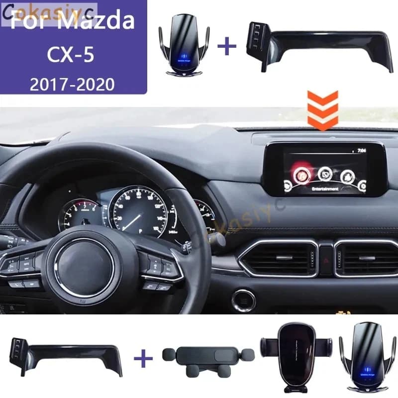Per Mazda CX5 CX-5 KF 2017 2018 2019 2020 Supporto per telefono per auto Schermo Staffa di navigazione fissa Supporto per caricabatterie wireless Supporto mobile