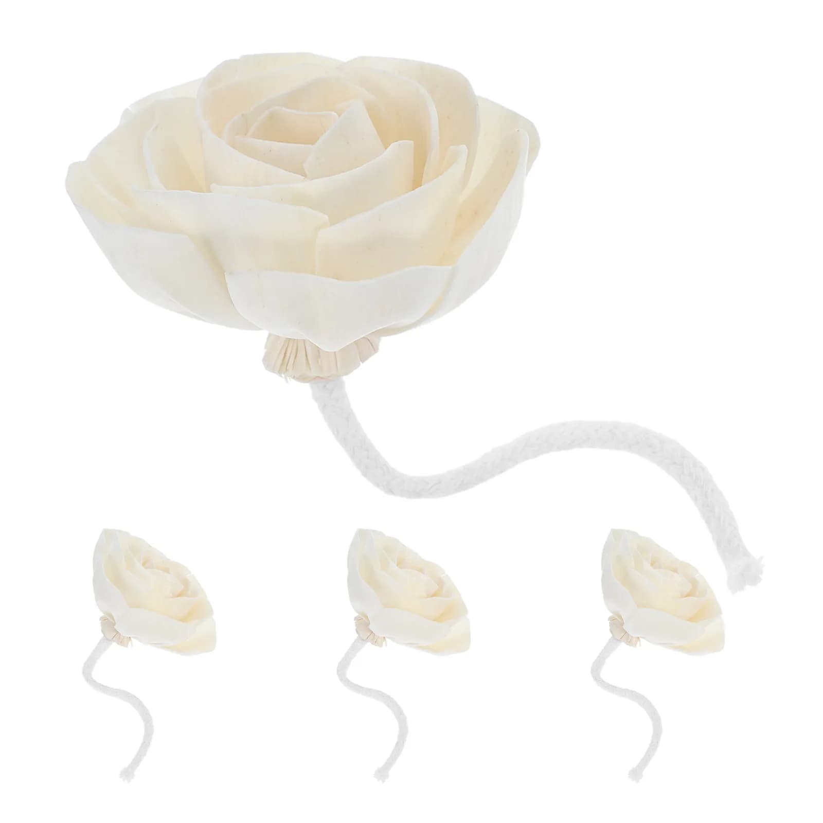 4Pcs Flower Diffuser Sticks Cotton Rope Wick Artificial Flower Aroma Diffuser Home Fragrance Essential Oil Scented Replacement