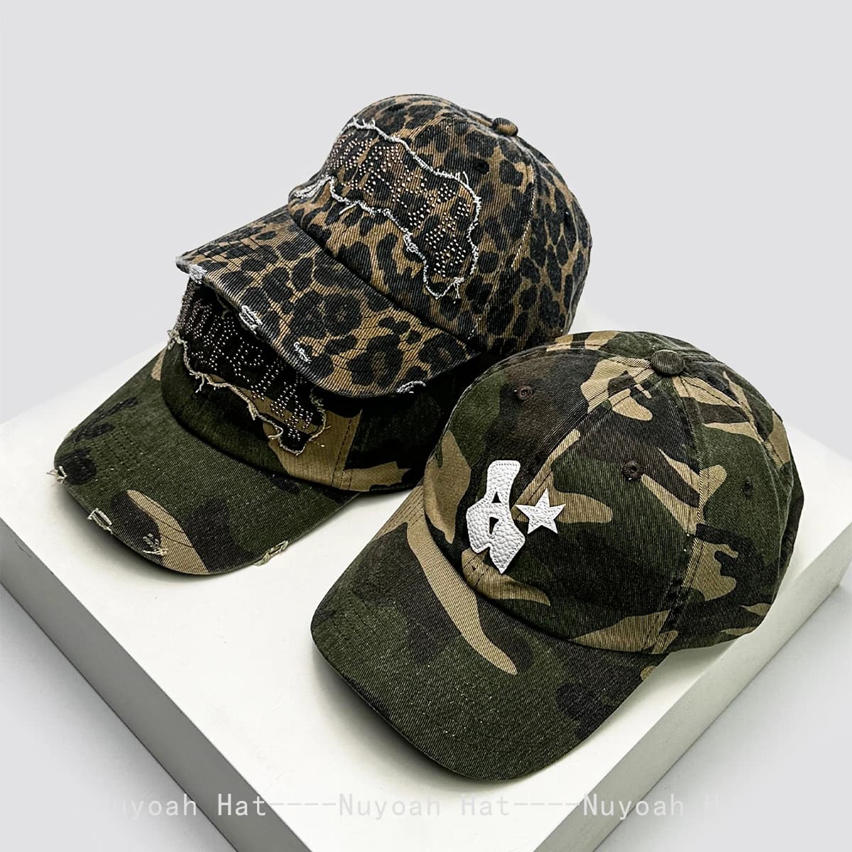 Nuovi Cappellini da Baseball con Lettere Camouflage e Patch per Uomo e Donna, Protezione Solare, Stampa Leopardata, Versatili, Personalizzabili, alla Moda