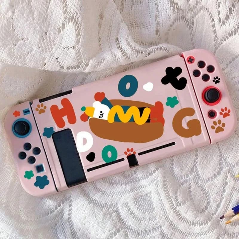 Custodia protettiva Hotdog Cartoon per Nintendo Switch NS Custodia protettiva morbida in TPU Controller console di gioco NS Guscio antipolvere