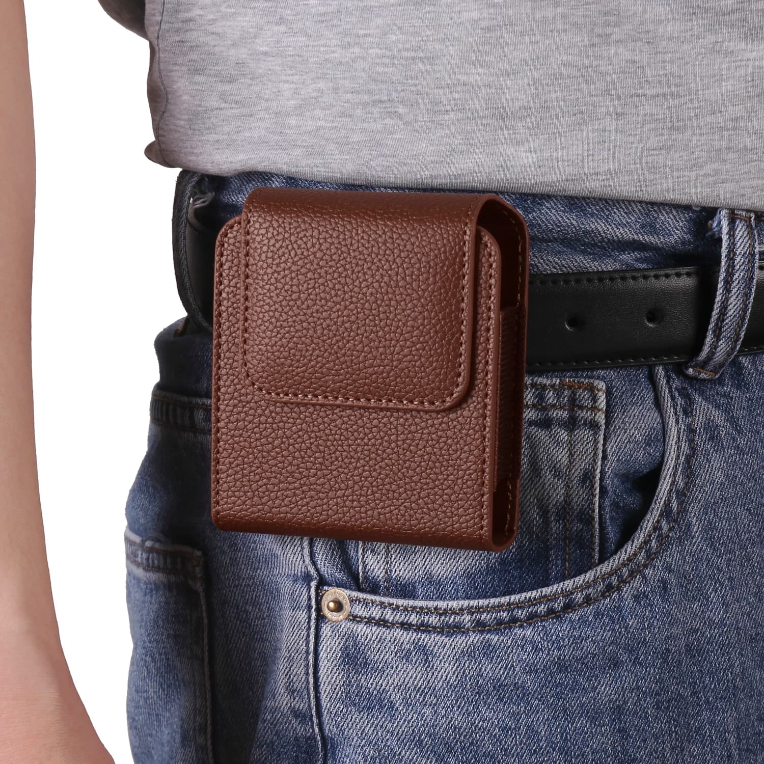 Marsupio con clip da cintura in pelle per Samsung Galaxy Z Flip7 Flip6 7 6 5 4 3 5G, Moto Razr 60 50 Oppo Find N3 Flip Holster Cover