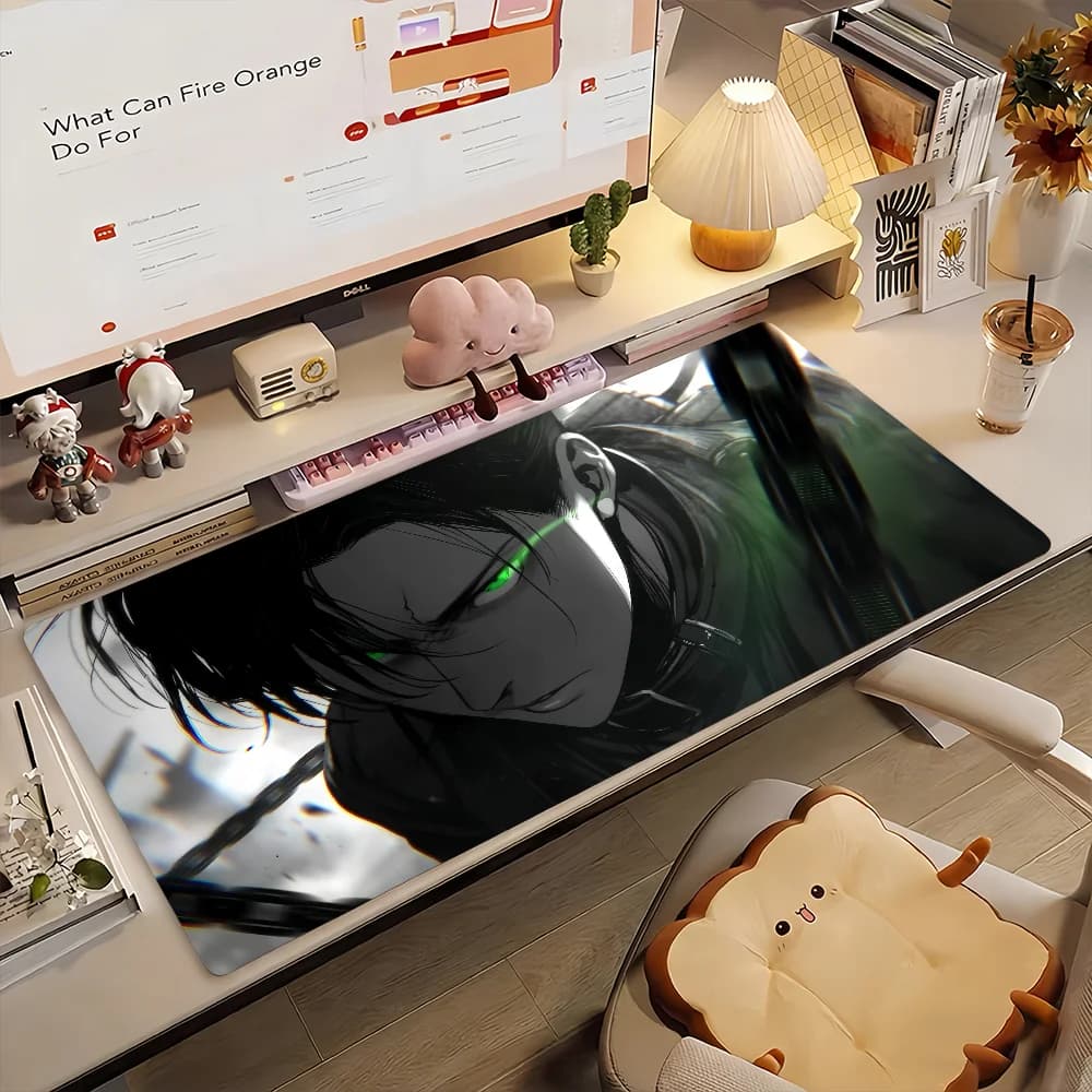 Tappetino per mouse Anime A-Attack on Titan Levi, tappetino per computer antiscivolo in gomma, tappetino per computer, decorazione, tappetino da scrivania, laptop, ufficio, grande