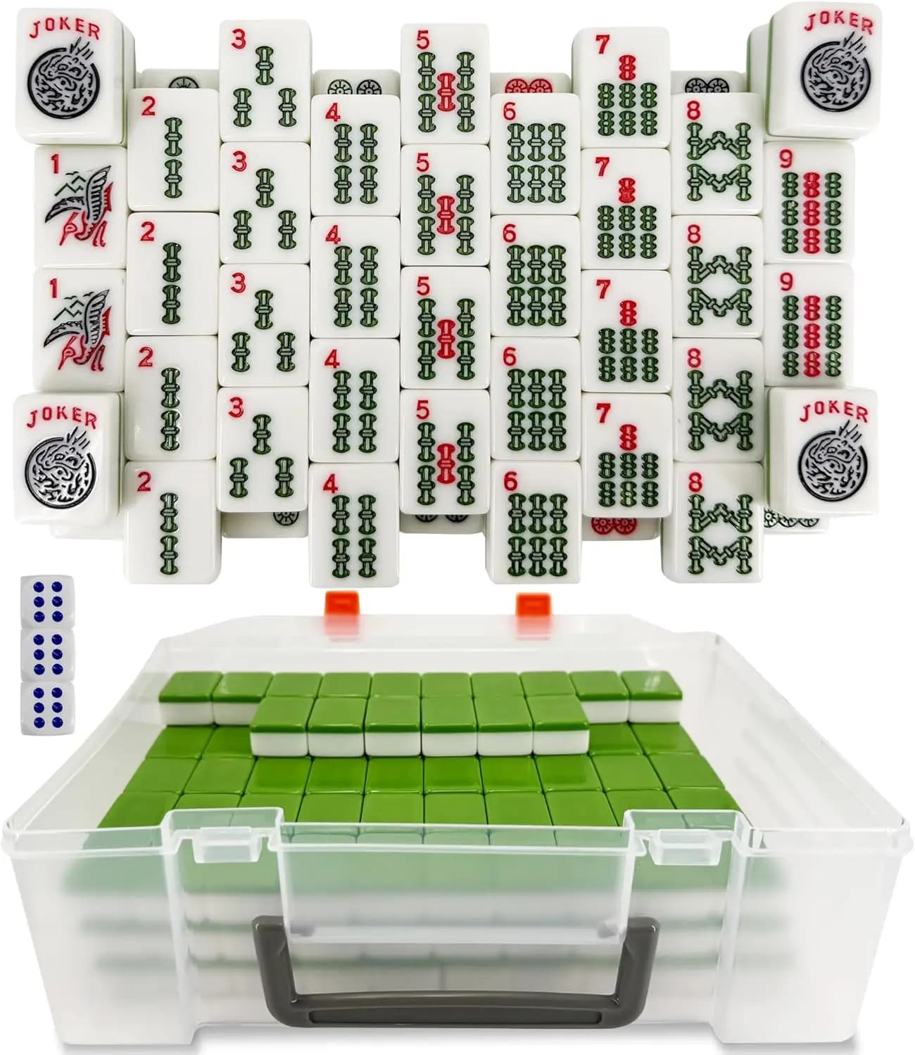 Set di 166 Tessere Mahjong Americane con Scatola Portatile, 3 Dadi, Tessere da 1,2 Pollici per Feste e Serate di Gioco in Famiglia (Verde)