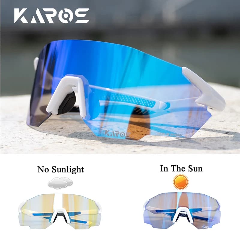 KAROS Occhiali da ciclismo fotocromatici MTB Occhiali da bici da strada Uomo Donna Occhiali da sole sportivi all'aria aperta Lenti regolabili per bicicletta K01