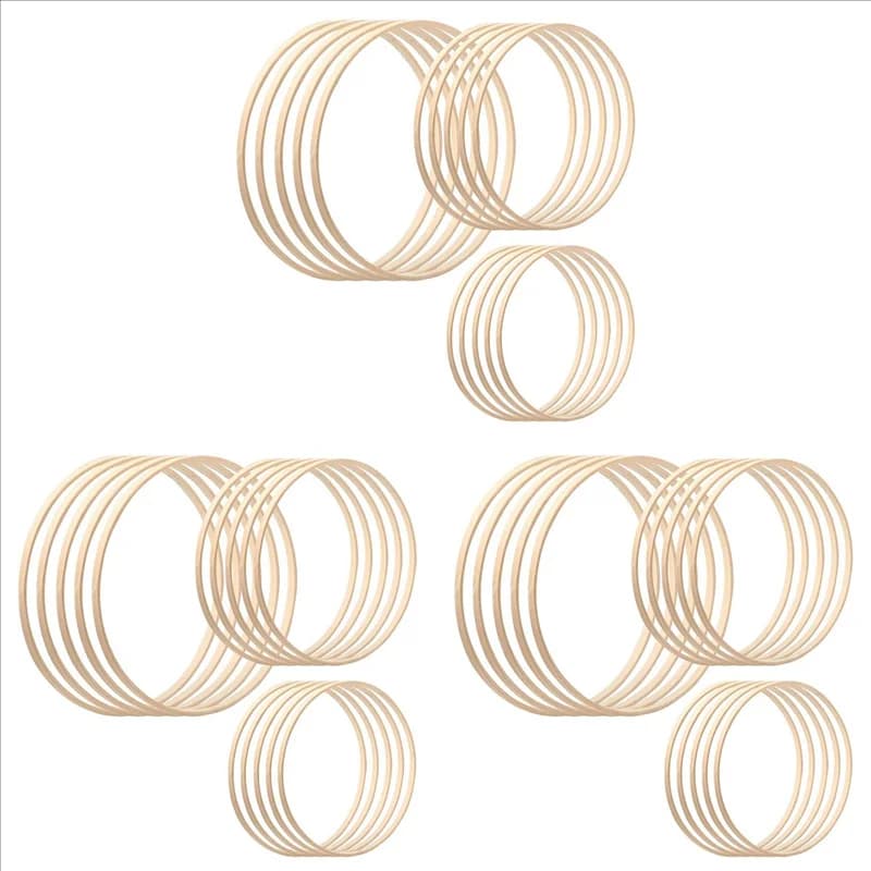 AA81-Bamboo Floral Hoop, 45 Pack 3 Sizes Dream Catcher Bamboo Wood Circle Ring For Wedding Decor Dream Catchers And Crafts