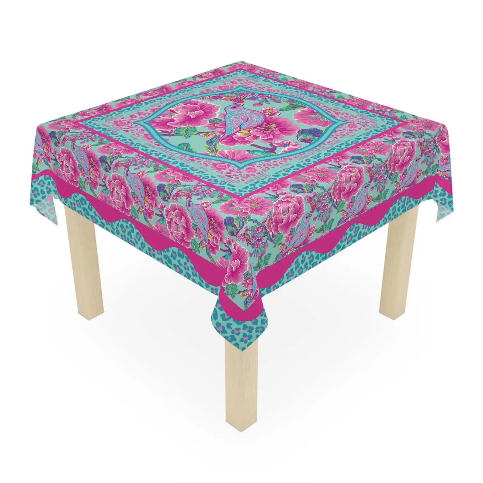 Pink Mahjong Game Night Instructions Square Tablecloth - Charleston Directions Game Rules Party Decor