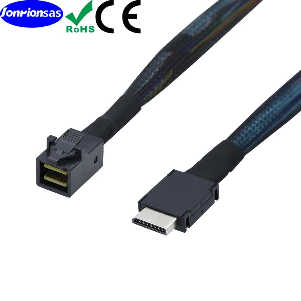 OCuLink SFF-8611 4i Active Cable to Slimline Mini SAS HD SFF-8643 50cm PCIe Wire For NVMe SSD eGPU External Graphics Card