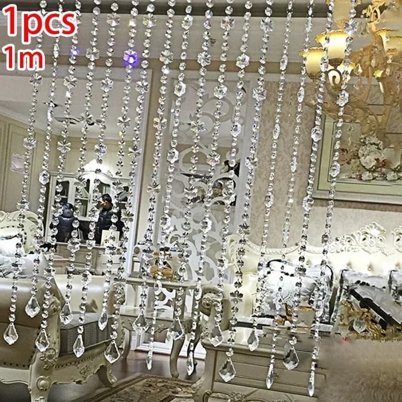 Crystal Glass Bead Curtain Drapes Accessory Decoration Divider Door Hanging Ornaments Room Transparent Valance