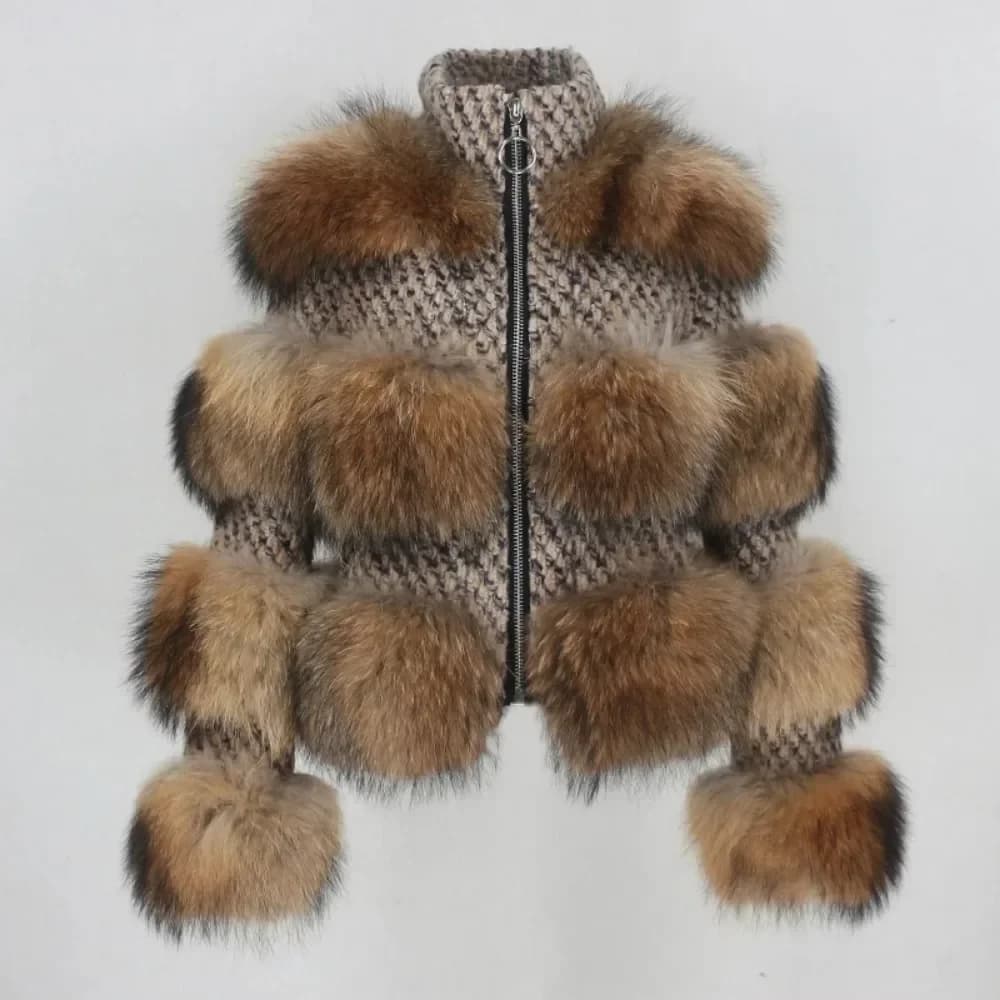 OFTBUY Cappotto in Vera Pelliccia 2024, Giacca Invernale da Donna, Parka in Pelliccia Naturale di Procione, Cappotto in Lana, Giacca Bomber, Streetwear Coreano, Nuovo Oversize