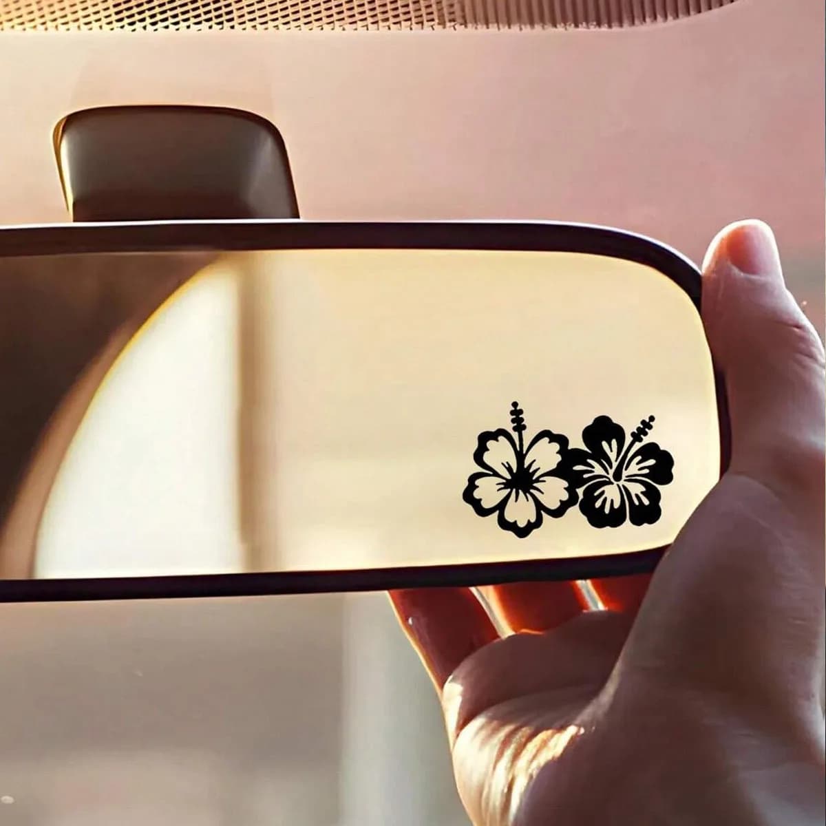 1 adesivo per specchietto retrovisore auto con fiore di ibisco, adesivi per specchietto retrovisore auto, piccoli adesivi, adesivi in vinile per auto