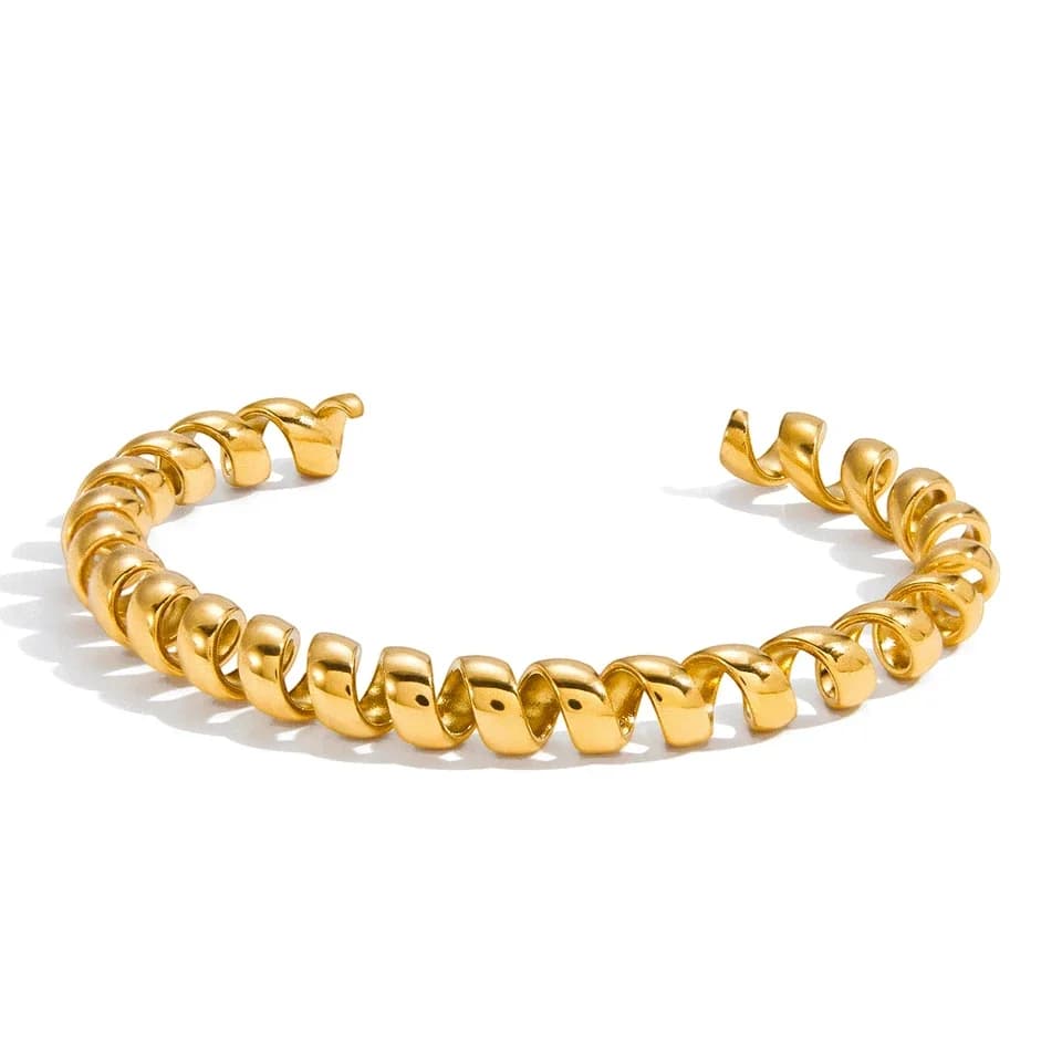 Bracciale a catena minimalista Youthway per donna, bracciale aperto in acciaio inossidabile placcato oro 18 carati