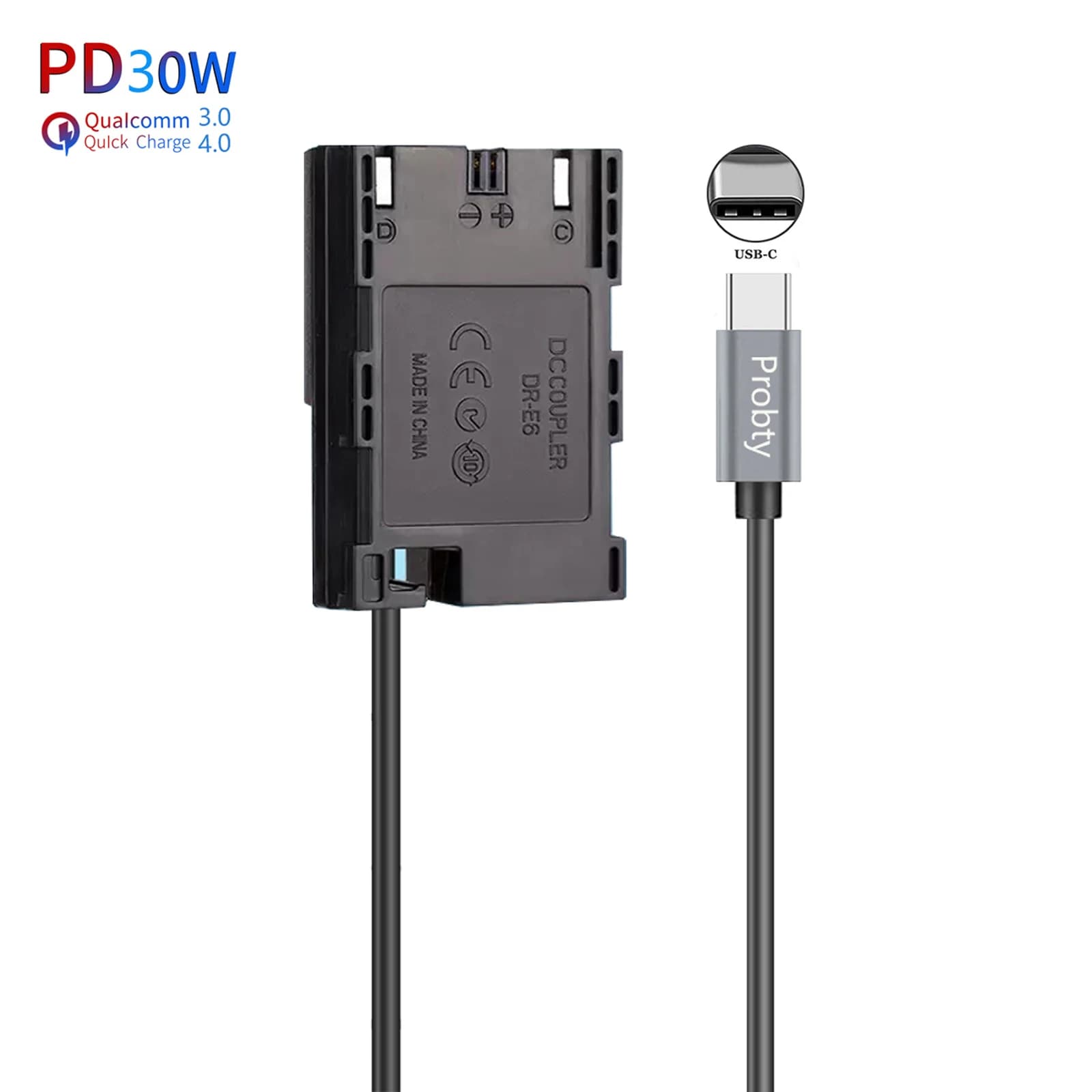 USB Type C to LP-E6 LP-E6N DC Power Adapter for Canon EOS 5D 6D 7D 90D 80D Mark II III IV 5DS R Mark II III IV R5C