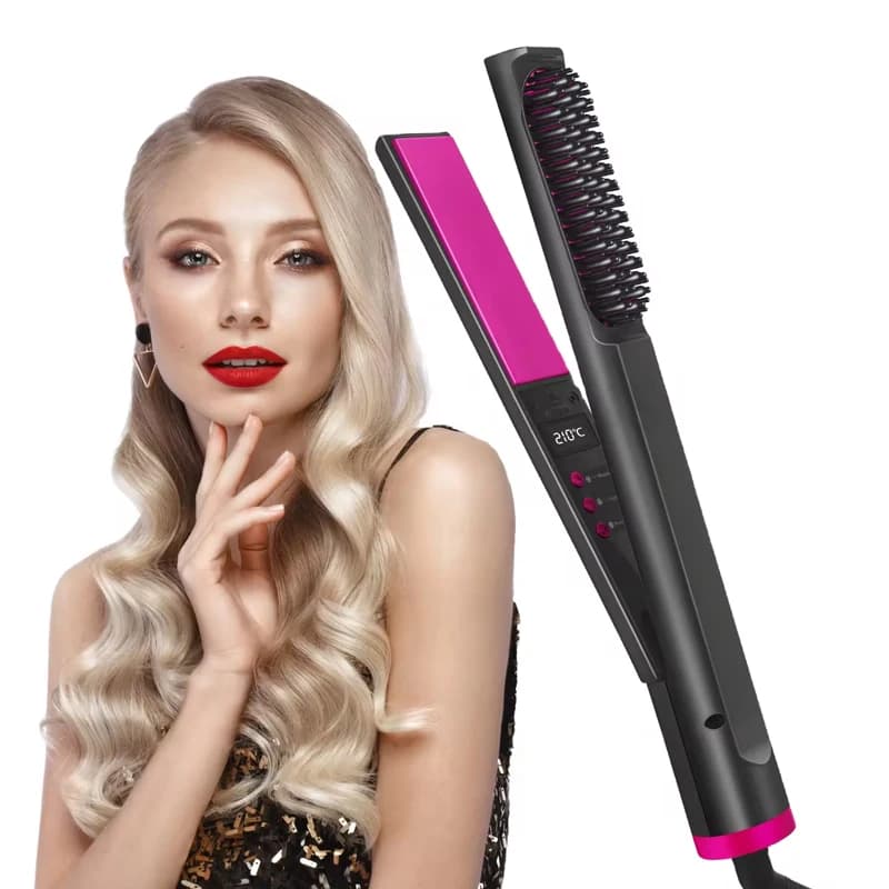 Hair Plate 3 in 1 to Double Ion Negative, Combo Lisciante e Arricciacapelli, Brush Rapid Heater