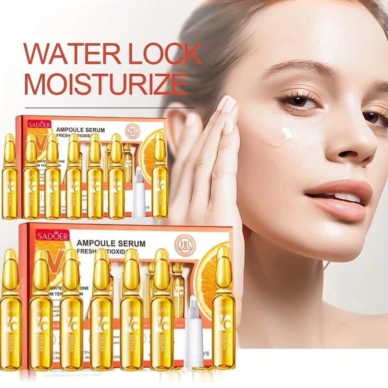 Serum to vitamin C, each pack contains 2 ml x 7 vials, to meet the needs of facial care for a week, made with delicate ingredients, individually packaged, comfortable to use, safe and hygienic, suitable for men, without alcohol.