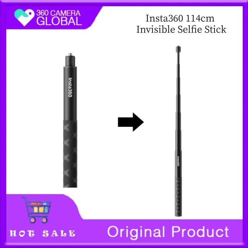Accessori ufficiali per fotocamera 360 per X5/X4/X3/GO3S/ACE PRO 2/ACE Pro, selfie stick invisibile da 114 cm, da Insat360