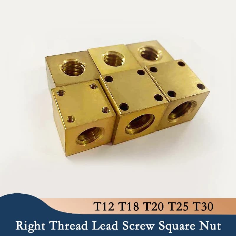1 Pezzo T12 T18 T20 T25 T30 Dado Quadrato in Ottone, Vite a Trapezio, Vite Filettata, Dado Quadrato in Rame per Stampante 3D