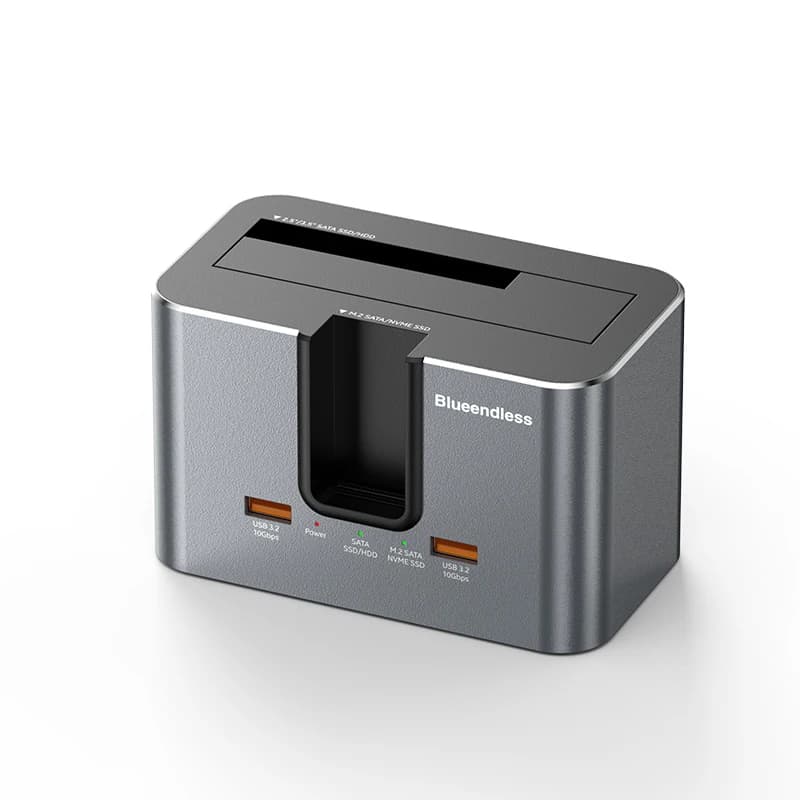 Docking Station USB-C a Doppio Alloggiamento per SSD/HDD SATA da 2.5"/3.5" e M.2 NVMe/SATA con 2 Interfacce USB 3.2