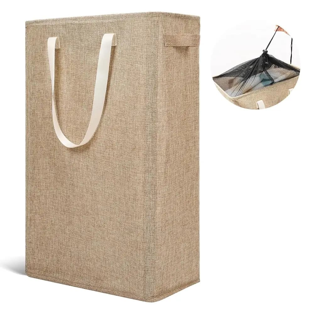 Cesto per Bucato Sottile con Manici, Cesto Pieghevole per Vestiti Sporchi, Borsa per Bucato Stretta e Richiudibile 45