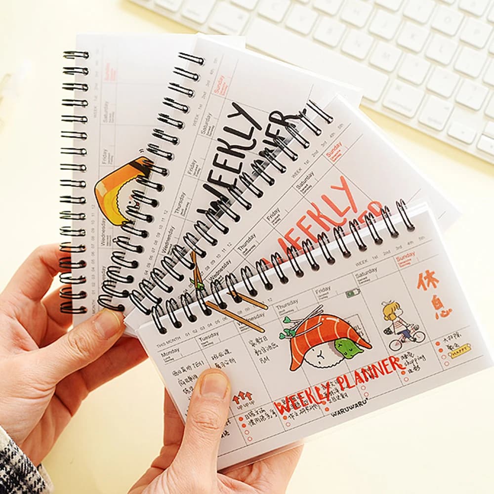 Simpatico cartone animato Kawaii Planner settimanale 50 pagine Bobina Notebook Agenda Filofax Per i bambini Regalo Bella cancelleria Diario Sketchbook Agenda