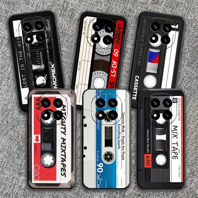 Vintage 90S Cassette Tape Pattern Soft Phone Case for Xiaomi Redmi Note 12 13 14 15 Pro Plus 11 14S 12S 11S 11T 10S 5G Black Cov