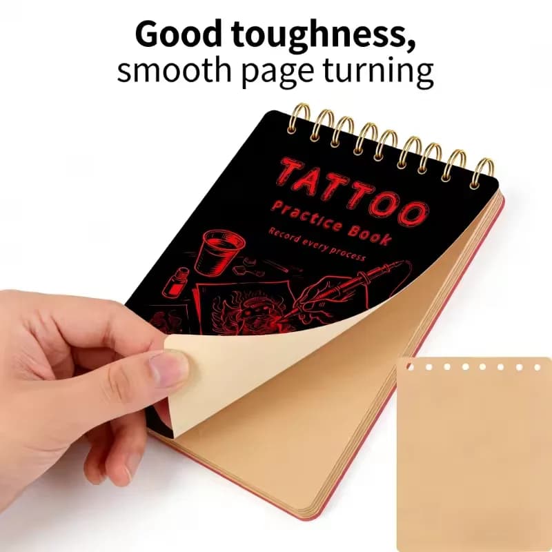 Tattoo Practice Skin Book and Transfer Paper Kit 10pcs Double Sides Fake Skin 10pcs Tattoo Stencil Paper for Beginners Artists