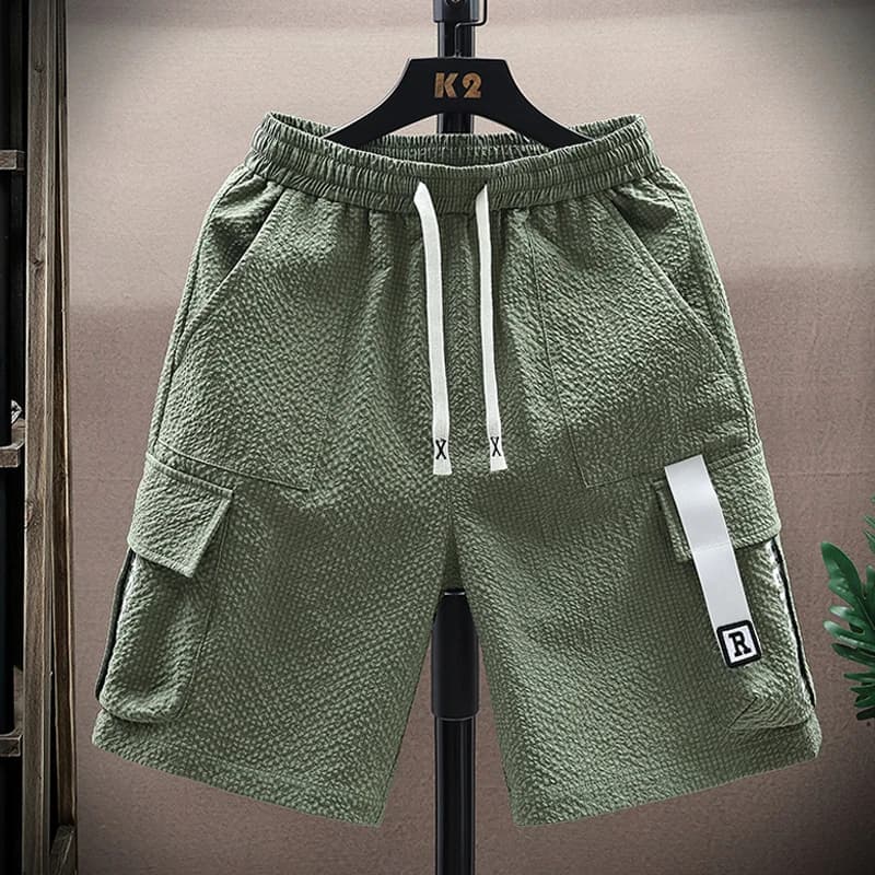Ice Silk Summer Thin Five-Point Casual Shorts Men's Beach Pants Breathable Straight Leg Elastic Waist Sports Fashion Brand