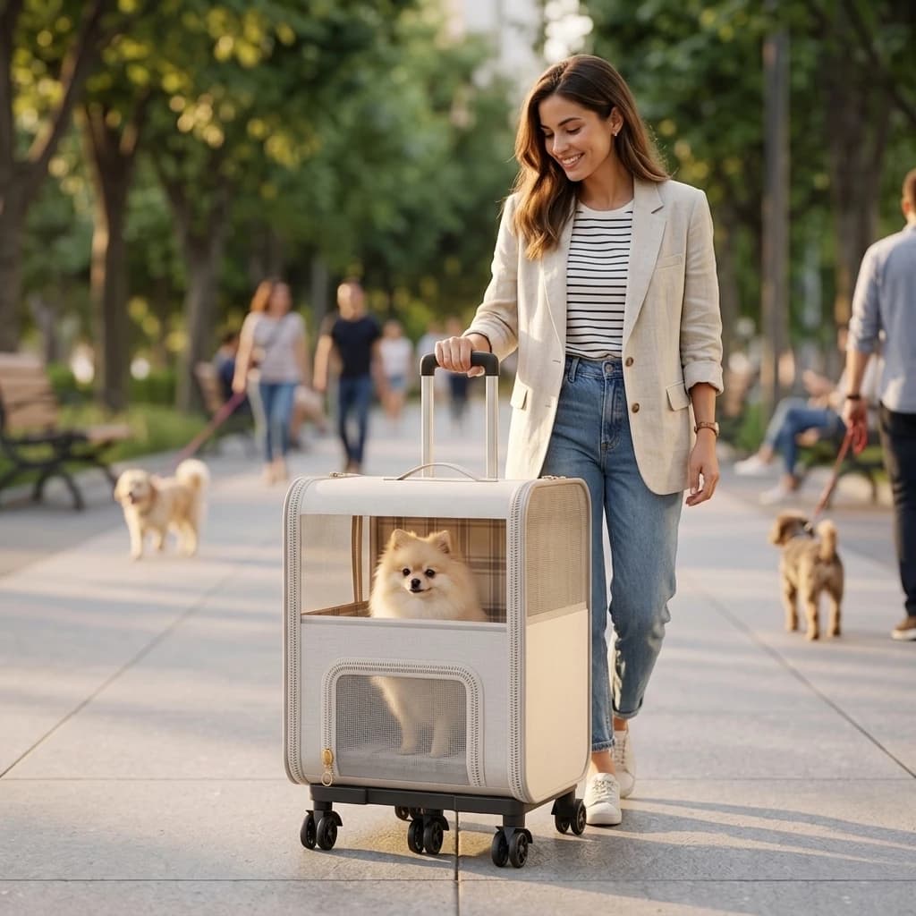 Double-Layer Pet Carrier Breathable Two-partCompartment Pet Carrier Bag Soft-Sided Portable for Cats, Travel, Vet Visits