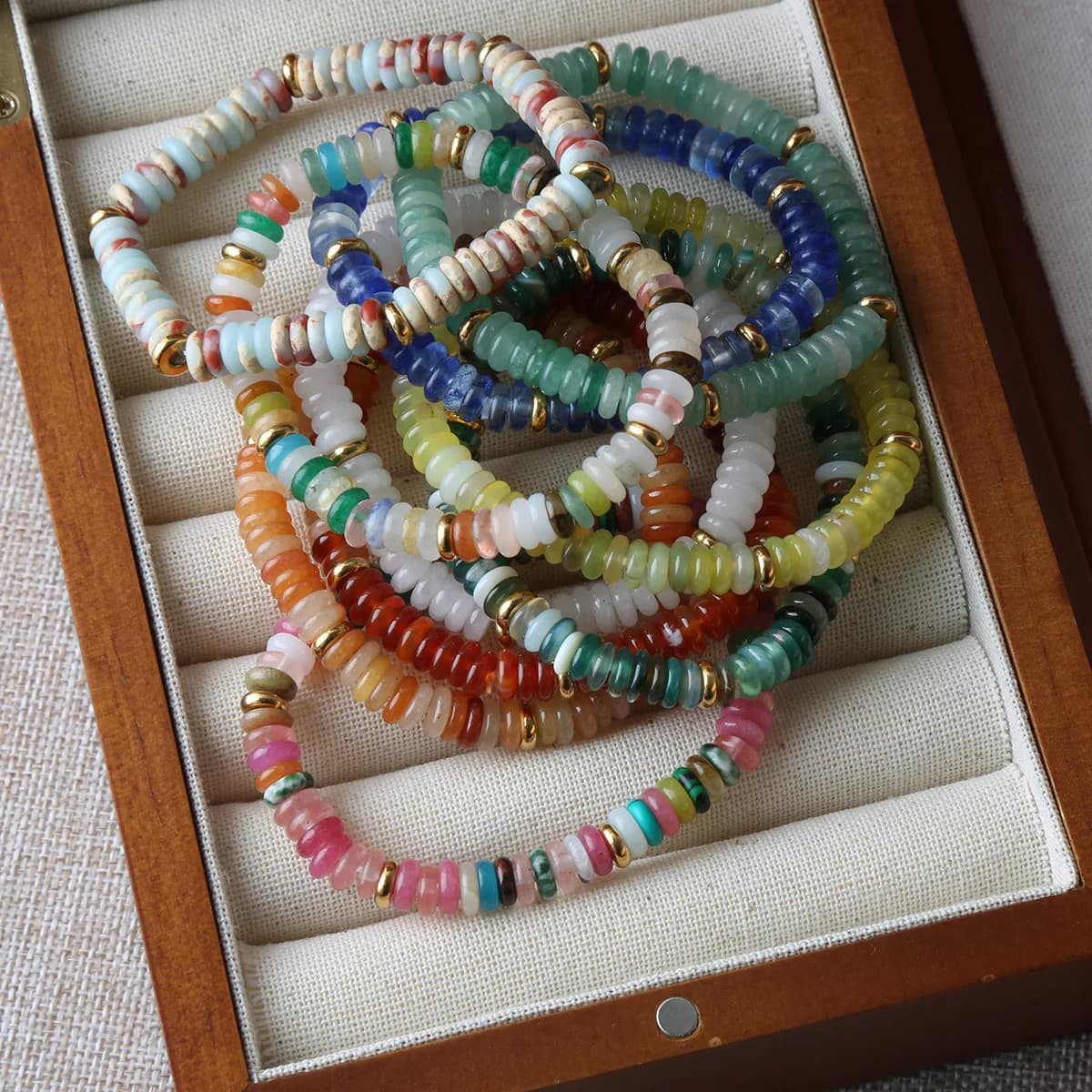 Colorful Natural Stone Beads Chain Handmade Bracelet Bangle Waterproof Bohemia Hot Trendy Jewelry Gift