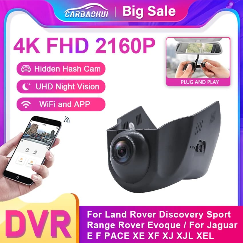 New! 4K Plug and play Car DVR Camera Dash Cam for Land Rover Discovery Sport Range Rover Evoque Jaguar E F PACE XF XJ XJL XEL