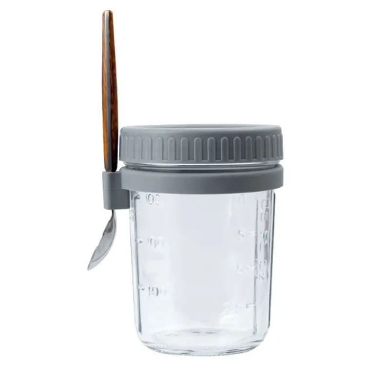 ABMO Breakfast Cup Container Airtight Oatmeal Jar With Cover And Spoon Portable Oatmeal Cup For Salads Cereal