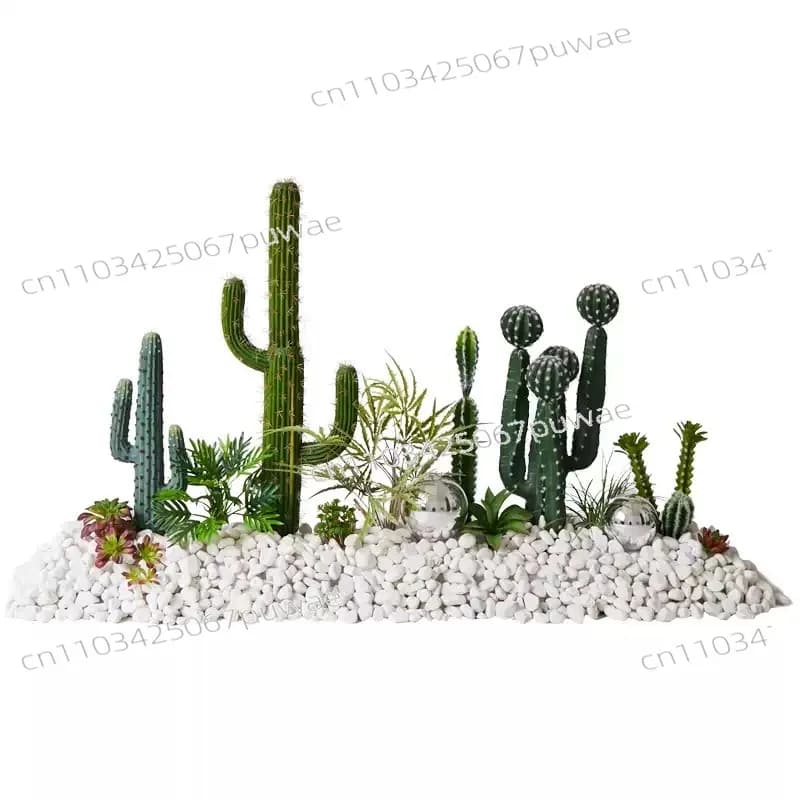 Simulation cactus landscaping spherical tropical plants potted plants, indoor large-scale landscape decoration ornament