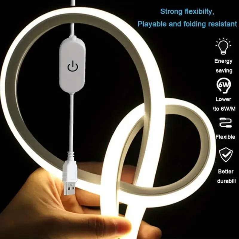 LED Strip Neon USB DC 5V Dimmable with Touch Sensor, Flexible Silicone Tape Waterproof for Outdoor and Interior Decorations
