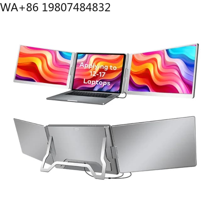 16 Inch IPS Type C Quad Screen, Laptop Portable Projector Extender, 1 Cable 3 Displays 1920x1200 60Hz 250cd/m
