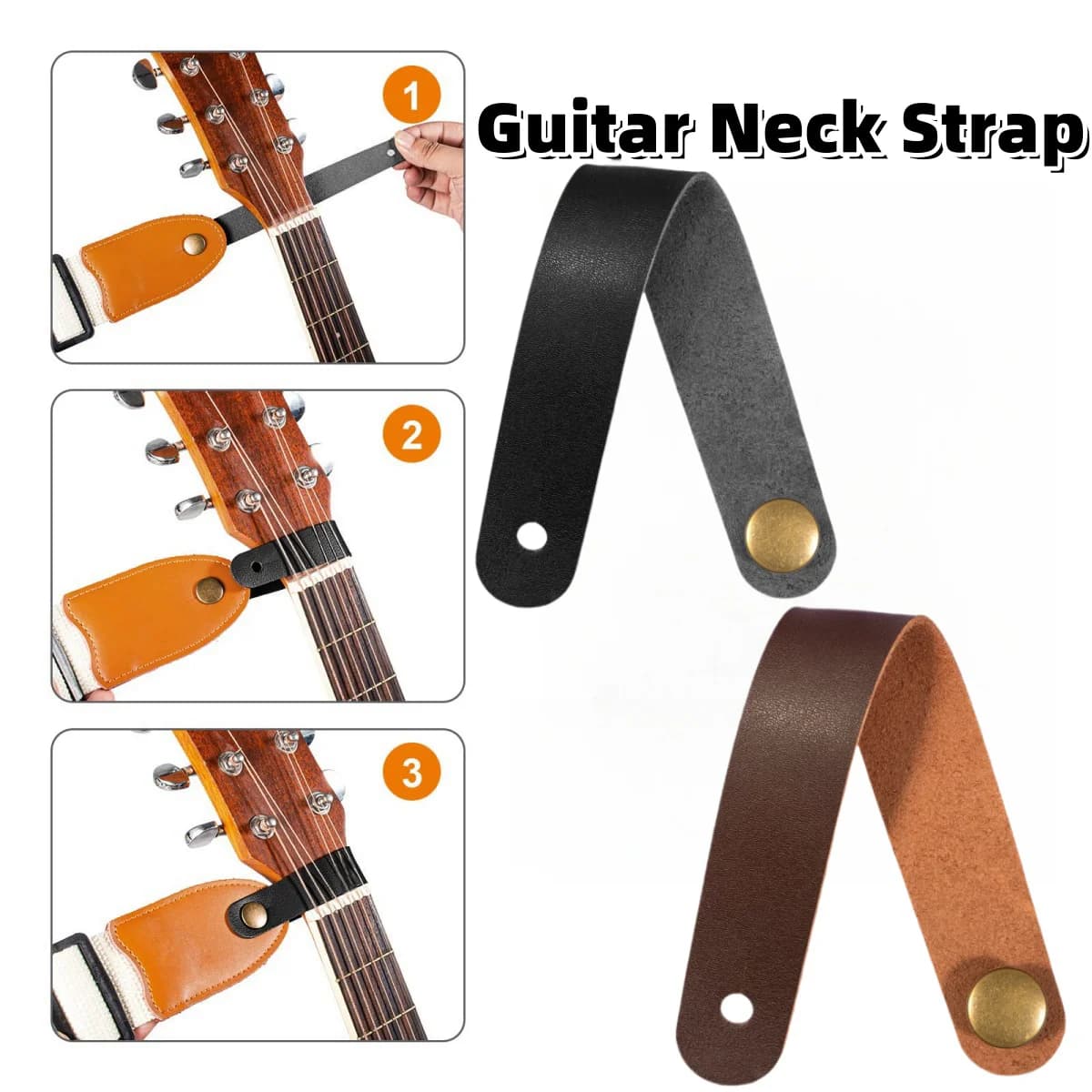Cinghia per Chitarra Miwayer, Supporto in Pelle con Bottone di Blocco di Sicurezza per Ukulele, Basso, Chitarra Acustica, Accessori