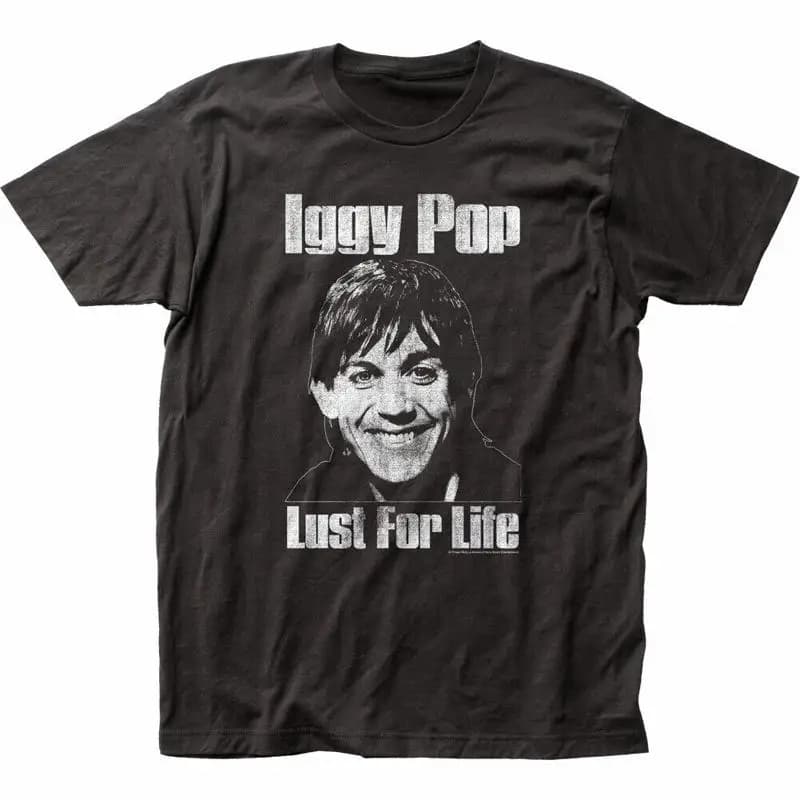 Iggy Pop Lust for Life T Shirt Mens Licensed Rock N Roll Band Stooges Black