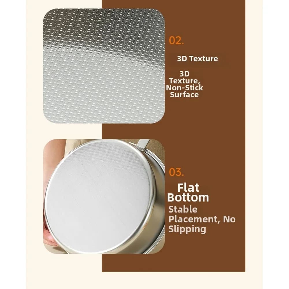 Anti-adhesive pan with Base Plate Stainless Steel 304, Handle Ergonomic Solid Wood