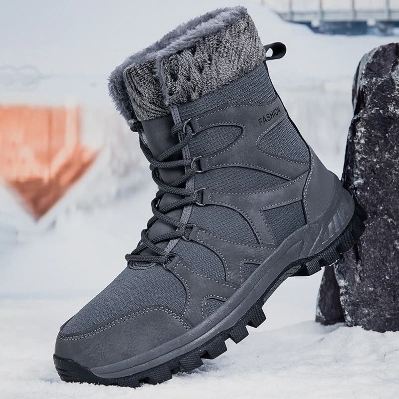 Stivali invernali unisex di marca Scarpe da trekking da uomo calde in peluche Stivali da neve da donna in pelle impermeabili Sneaker alla moda Stivaletti da lavoro da uomo