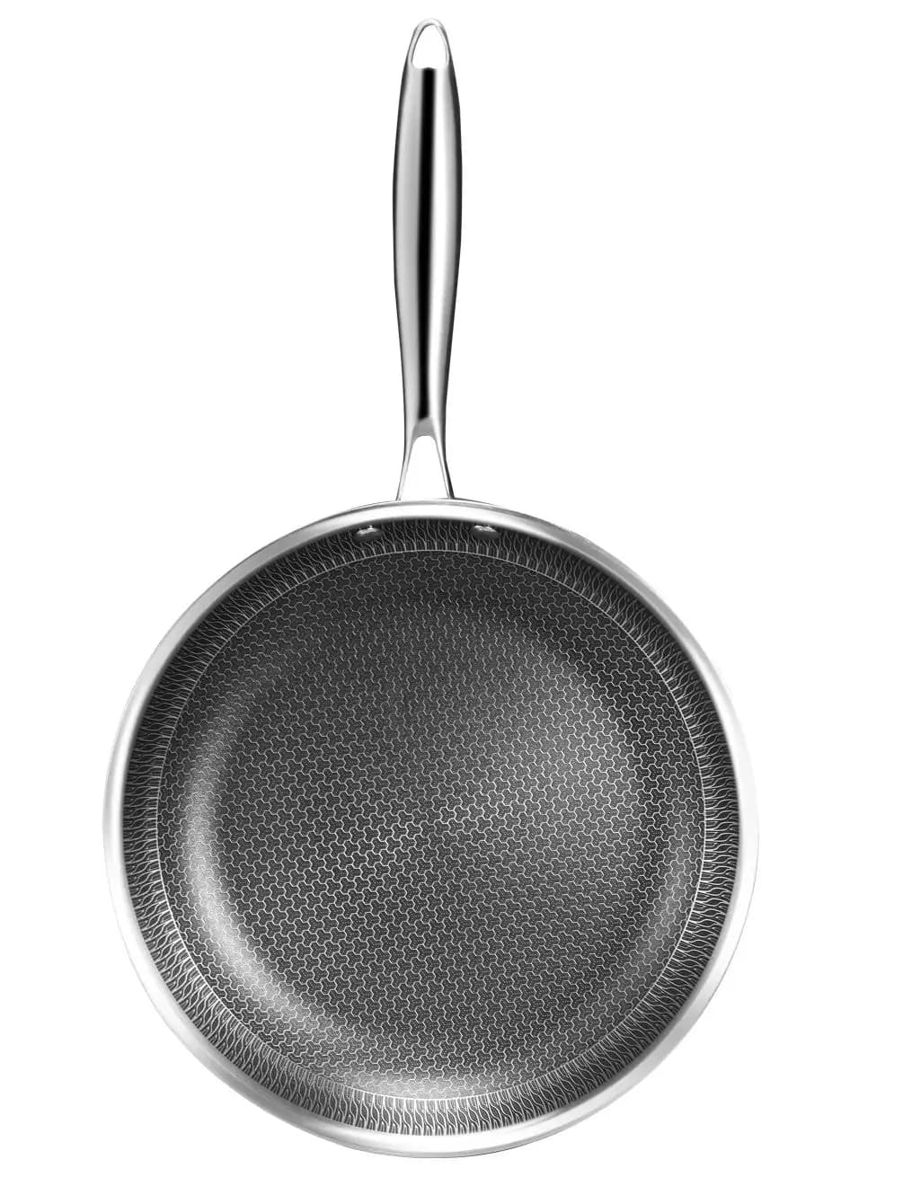 304 stainless steel flat bottom non-stick pan for domestic use, suitable for gas and induction stoves, for frying eggs, pancakes and steaks, also suitable for outdoor camping