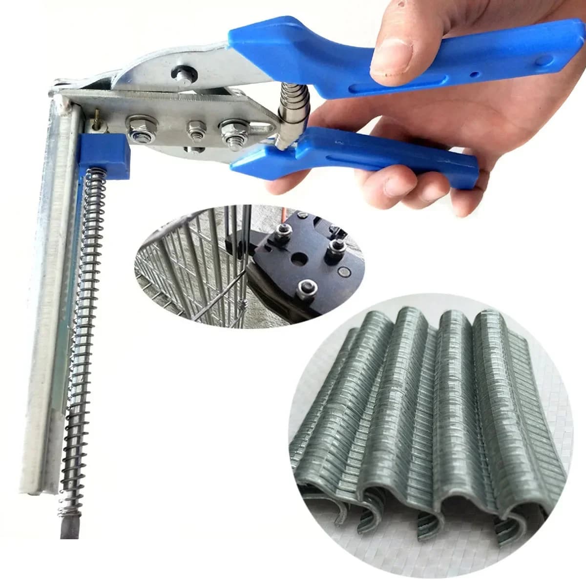 Nuovo strumento per pinza per anelli di maiale o 600 pezzi M Clip Graffette Gabbia per polli Rete per recinzione metallica Maniglia antiscivolo Utensili manuali in acciaio inossidabile