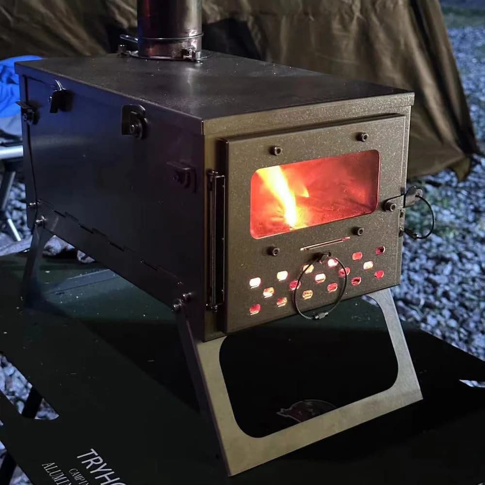 Outdoor Folding Tent Heater Portable Wood Burner Brazier Camping Wood Burning Furnace Ultralight Mini Titanium Tent Stove
